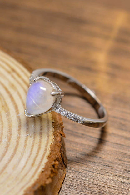 High Quality Natural Moonstone Teardrop Side Stone Ring - luxurift