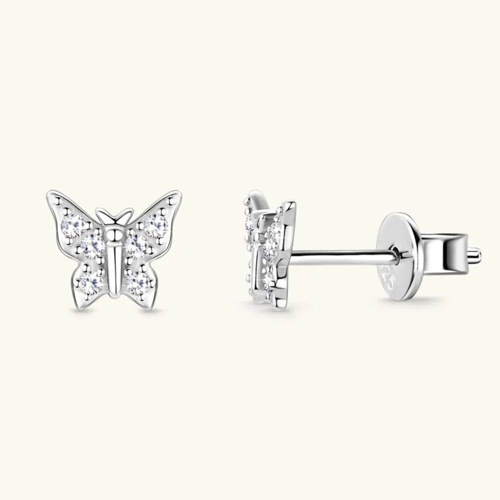 Moissanite 925 Sterling Silver Butterfly Stud Earrings - luxurift