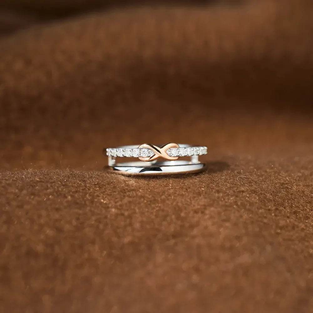 Double-Layered Zircon 925 Sterling Silver Ring - luxurift