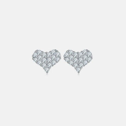 Moissanite 925 Sterling Silver Heart Stud Earrings - luxurift