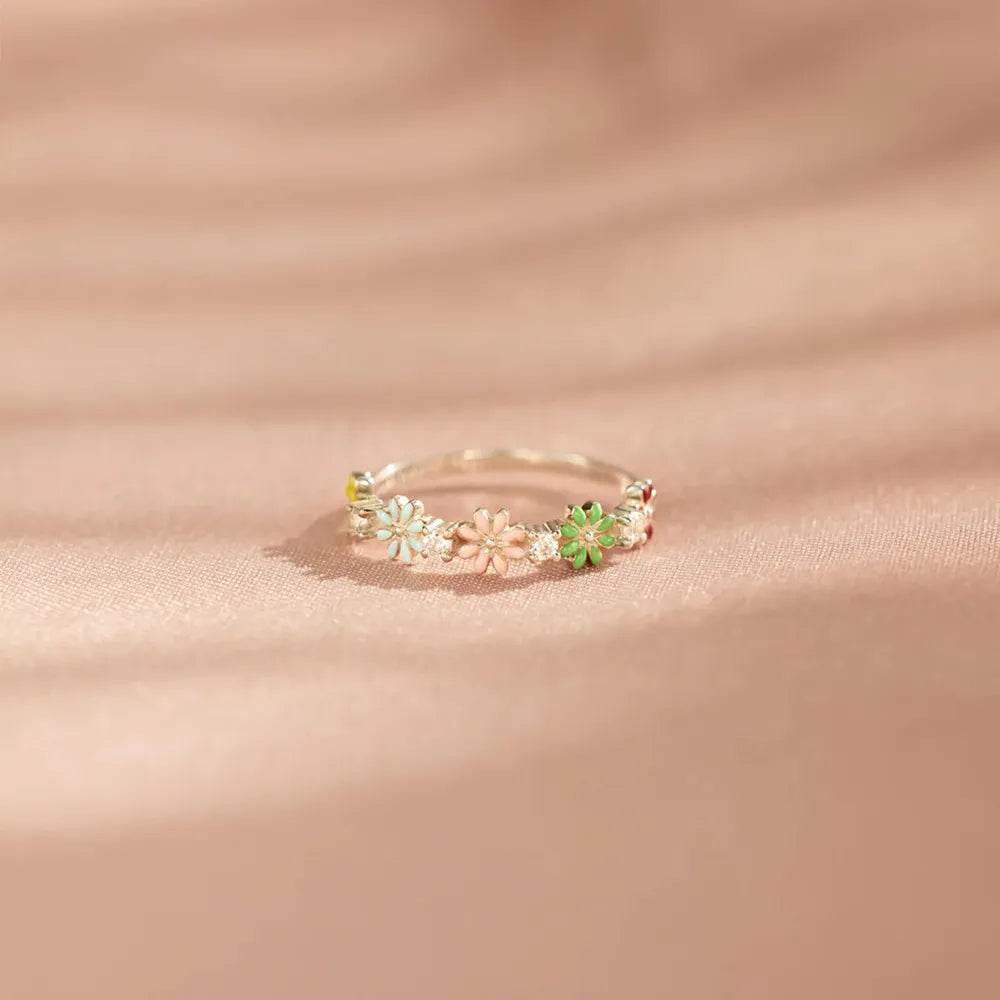 Flower Shape 925 Sterling Silver Zircon Ring - luxurift