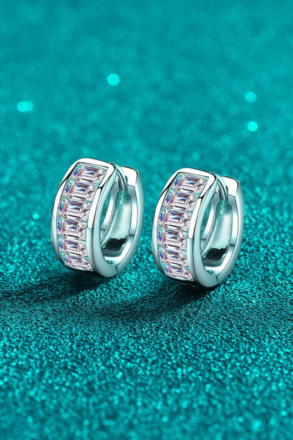 1.8 Carat Moissanite 925 Sterling Silver Huggie Earrings - luxurift