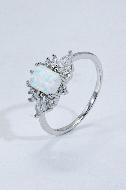925 Sterling Silver Zircon and Opal Ring - luxurift