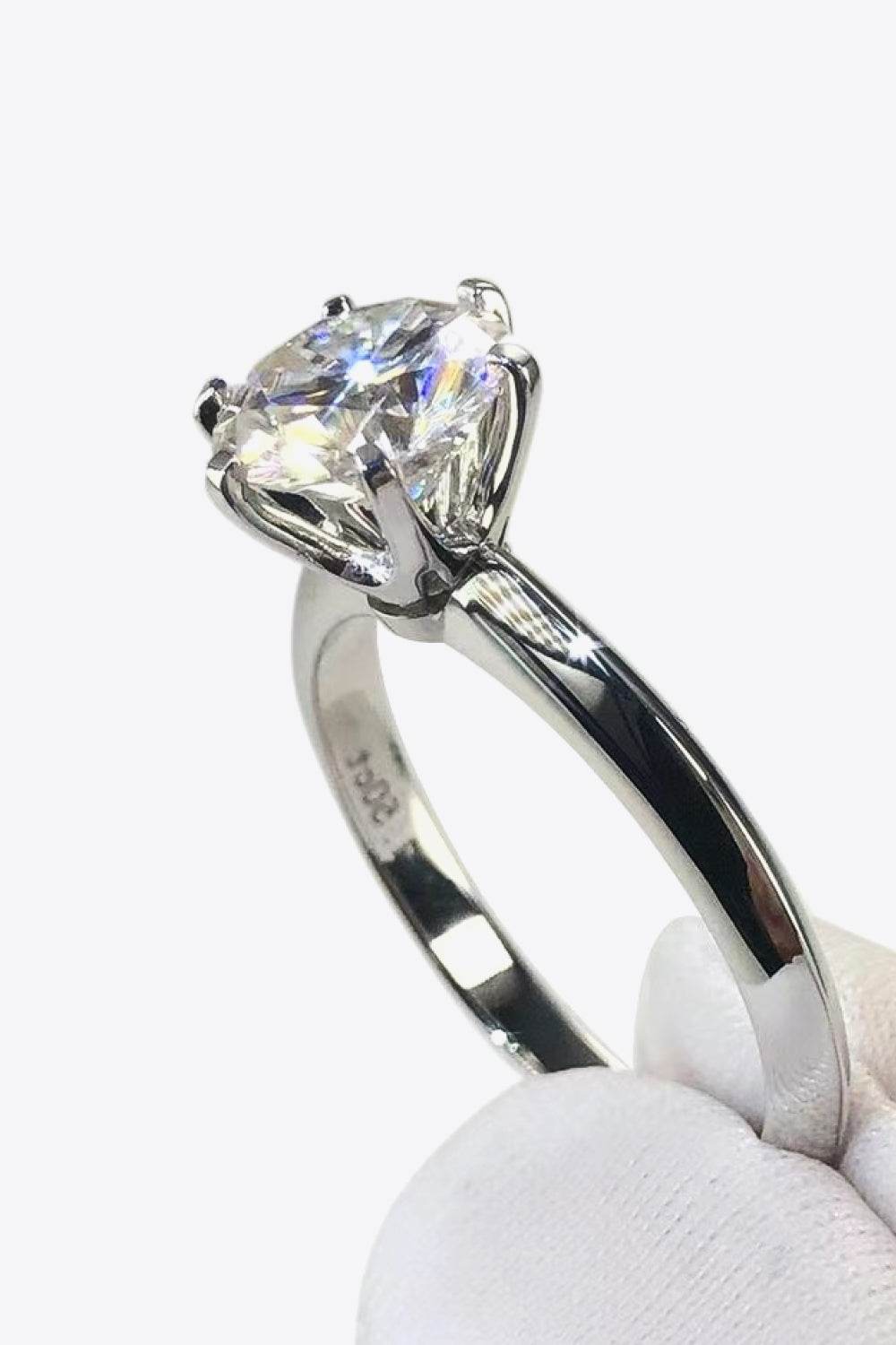 Adored 925 Sterling Silver 3 Carat Moissanite 6-Prong Ring - luxurift