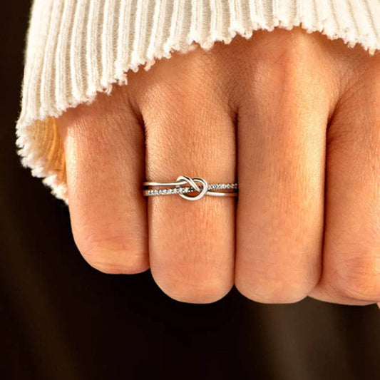 925 Sterling Silver Double-Layered Knot Ring - luxurift