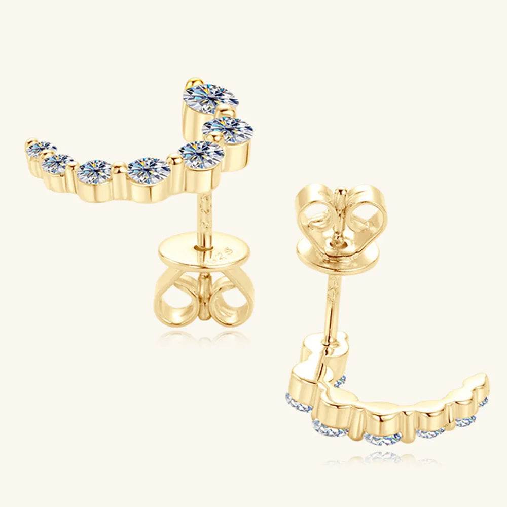 925 Sterling Silver Inlaid Moissanite Stud Earrings - luxurift