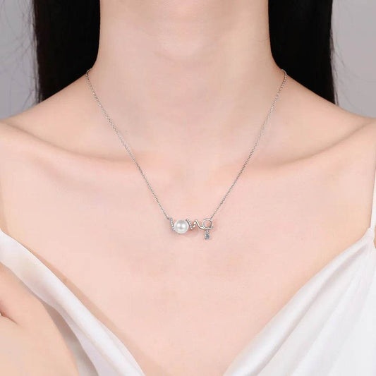 Pearl Moissanite 925 Sterling Silver Necklace - luxurift