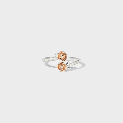Rose Shape Inlaid Zircon Bypass Ring - luxurift