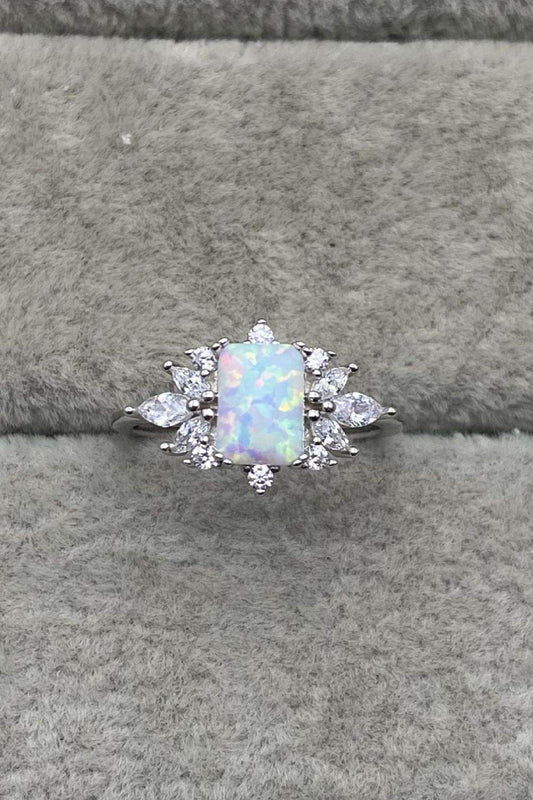 925 Sterling Silver Zircon and Opal Ring - luxurift