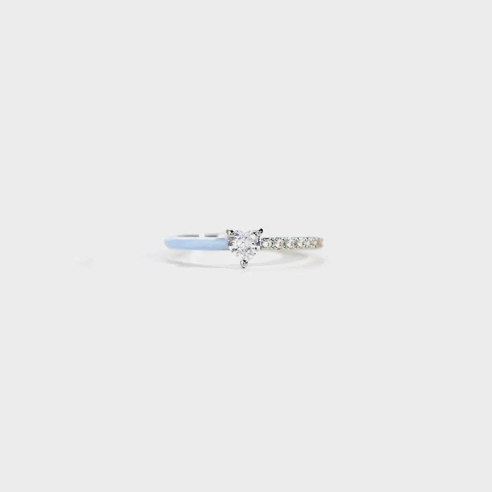 Heart Shape Inlaid Zircon Enamel Ring - luxurift