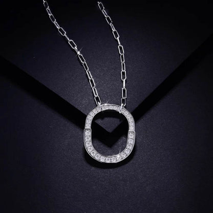 925 Sterling Silver Inlaid Moissanite Pendant Necklace - luxurift