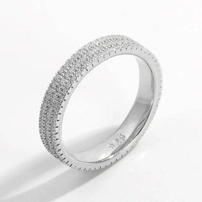 Inlaid Zircon 925 Sterling Silver Ring - luxurift