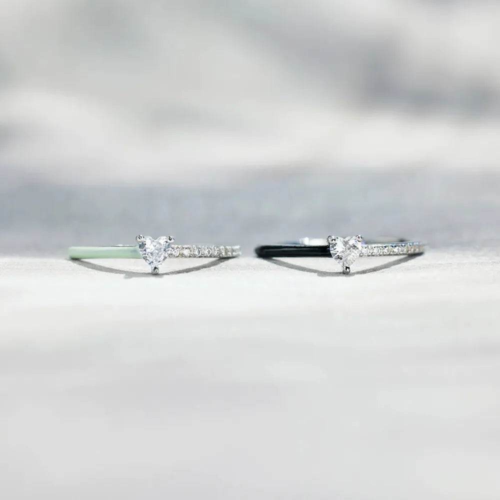 Heart Shape Inlaid Zircon Enamel Ring - luxurift