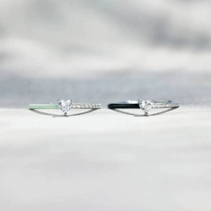 Heart Shape Inlaid Zircon Enamel Ring - luxurift