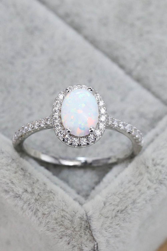 Opal 925 Sterling Silver Halo Ring - luxurift