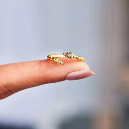 Snake Shape 18K Gold-Plated Bypass Ring - luxurift