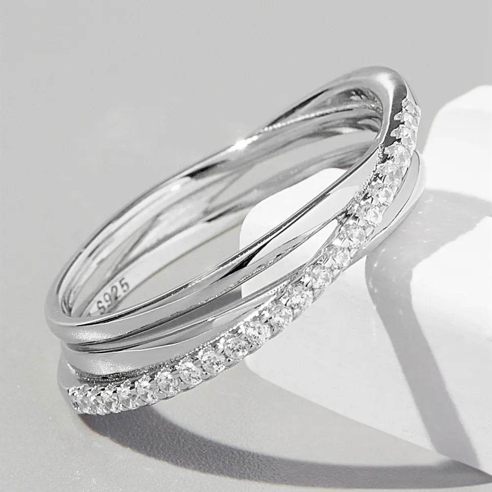 Inlaid Zircon 925 Sterling Silver Ring - luxurift