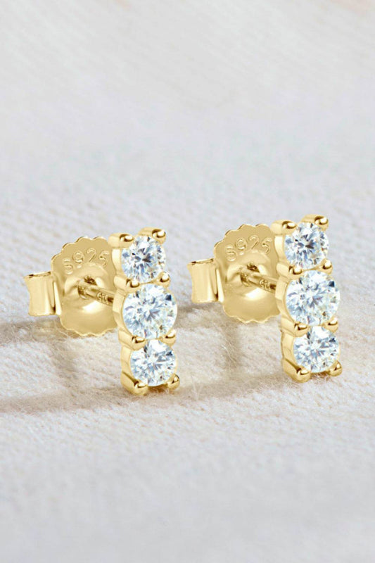 Heartbeat Rhythm 925 Sterling Silver Moissanite Stud Earrings - luxurift