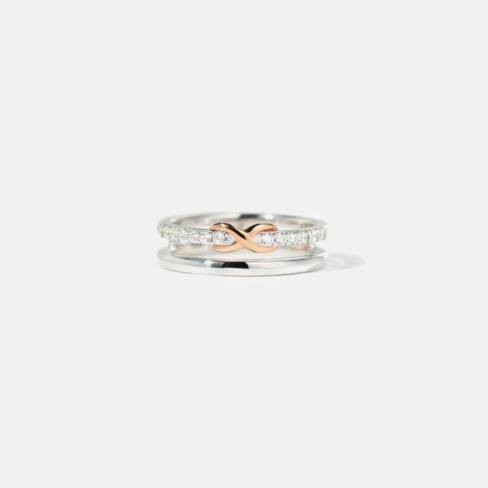 Double-Layered Zircon 925 Sterling Silver Ring - luxurift