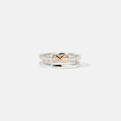 Double-Layered Zircon 925 Sterling Silver Ring - luxurift