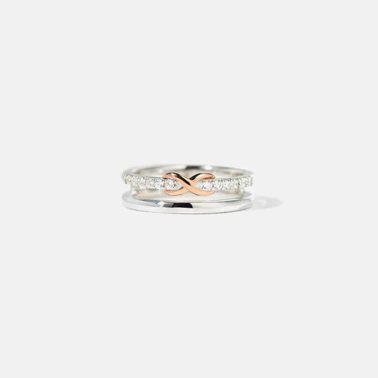 Double-Layered Zircon 925 Sterling Silver Ring - luxurift