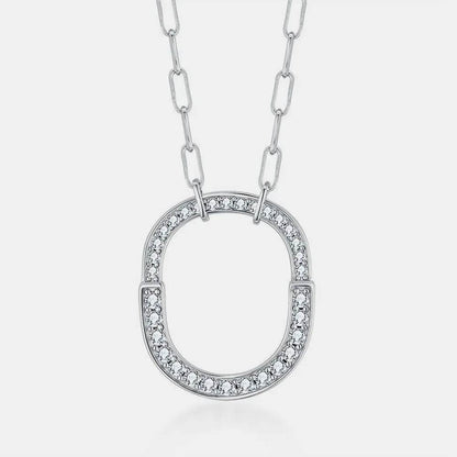 925 Sterling Silver Inlaid Moissanite Pendant Necklace - luxurift