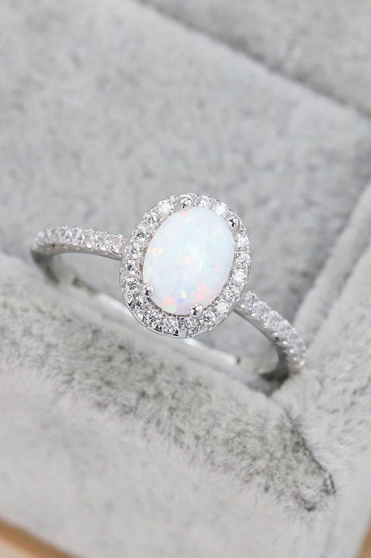 Opal 925 Sterling Silver Halo Ring - luxurift