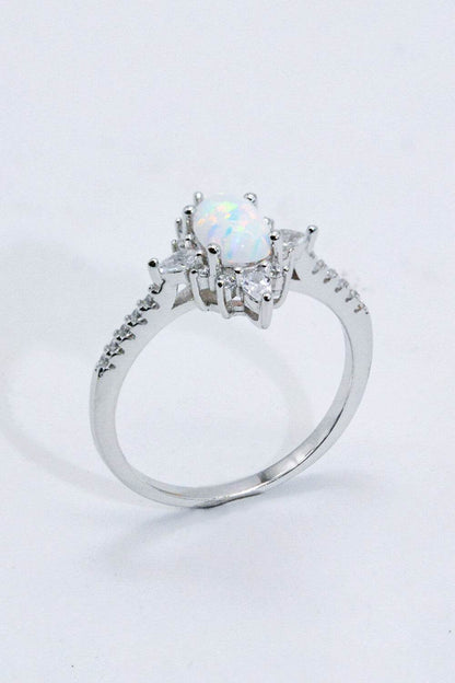 Platinum-Plated Opal and Zircon Ring - luxurift