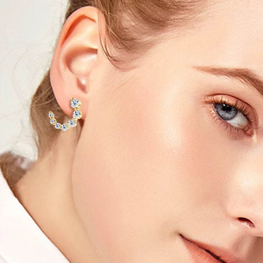 925 Sterling Silver Inlaid Moissanite Stud Earrings - luxurift