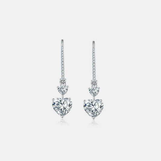 5.44 Carat 925 Sterling Silver Moissanite Heart Drop Earrings - luxurift
