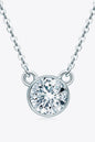 925 Sterling Silver 1 Carat Moissanite Round Pendant Necklace - luxurift