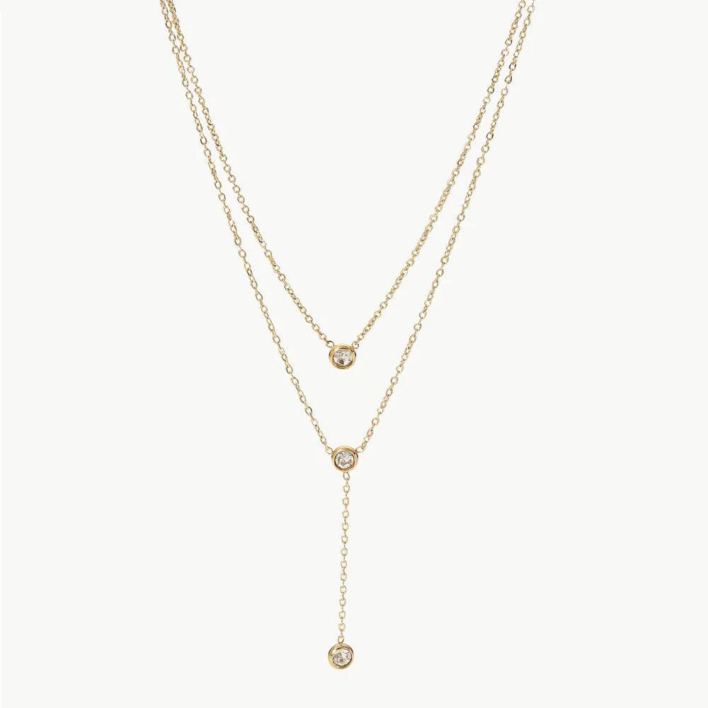 Stainless Steel Zircon Double-Layered Necklace - luxurift
