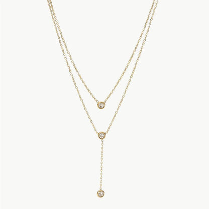 Stainless Steel Zircon Double-Layered Necklace - luxurift