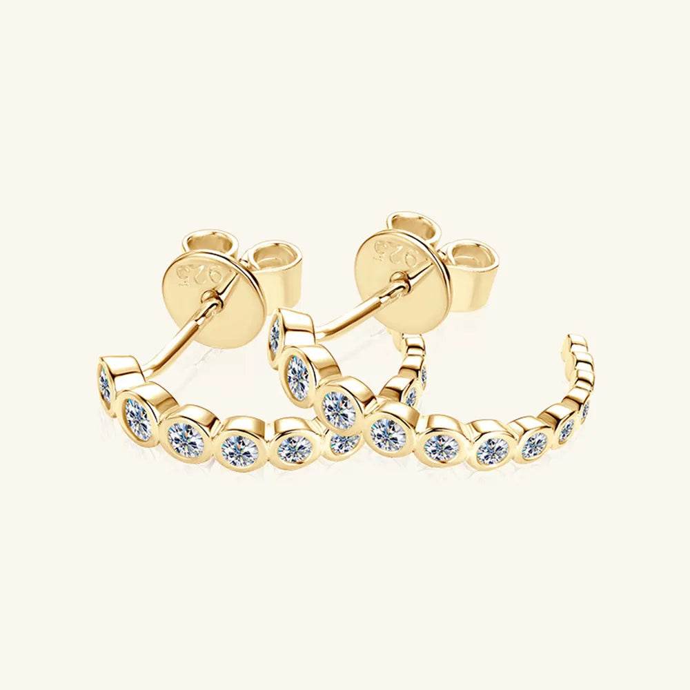 Inlaid Moissanite 925 Sterling Silver C-Hoop Earrings - luxurift