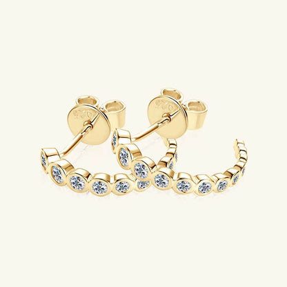 Inlaid Moissanite 925 Sterling Silver C-Hoop Earrings - luxurift