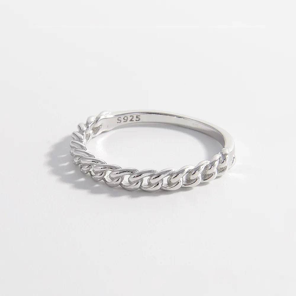 925 Sterling Silver Curb Chain Ring - luxurift