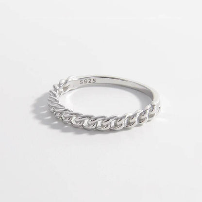 925 Sterling Silver Curb Chain Ring - luxurift