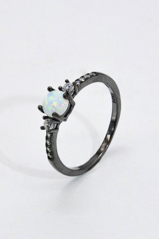 925 Sterling Silver Round Opal Ring - luxurift