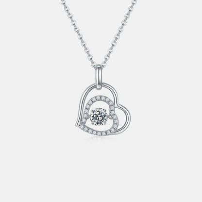 Moissanite 925 Sterling Silver Heart Necklace - luxurift