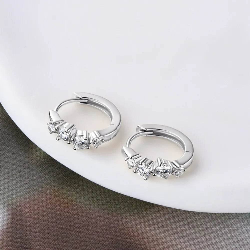 925 Sterling Silver Moissanite Huggie Earrings - luxurift