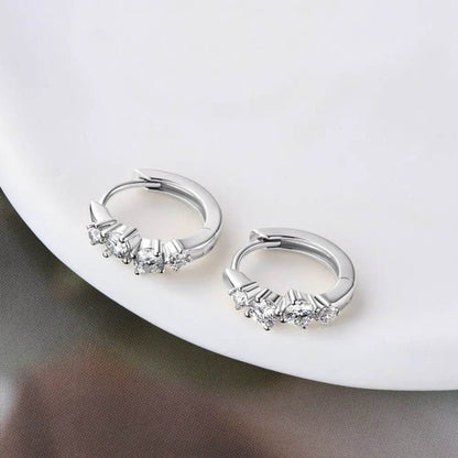 925 Sterling Silver Moissanite Huggie Earrings - luxurift