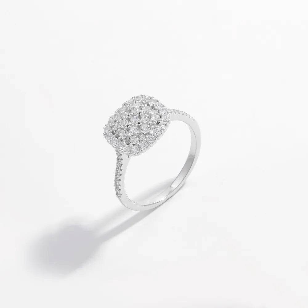 925 Sterling Silver Inlaid Zircon Square Shape Ring - luxurift