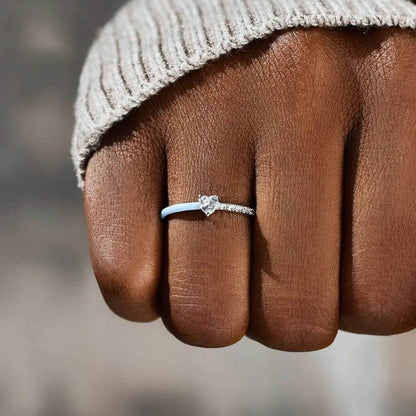 Heart Shape Inlaid Zircon Enamel Ring - luxurift