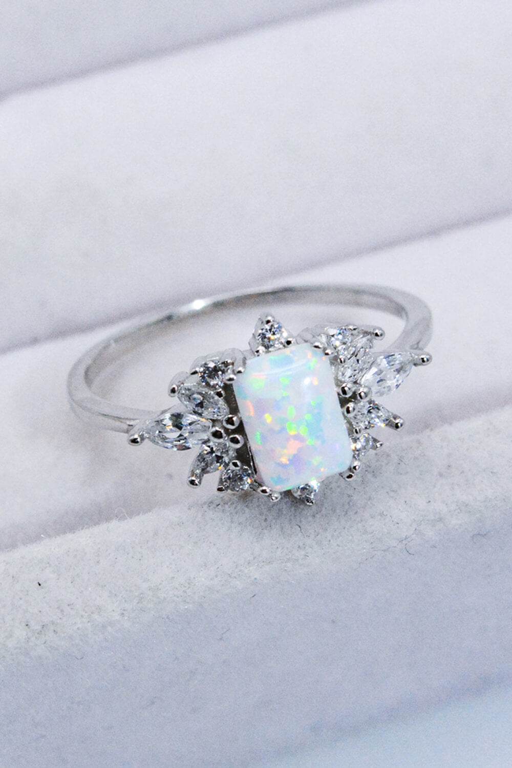 925 Sterling Silver Zircon and Opal Ring - luxurift