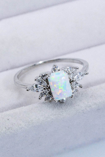 925 Sterling Silver Zircon and Opal Ring - luxurift