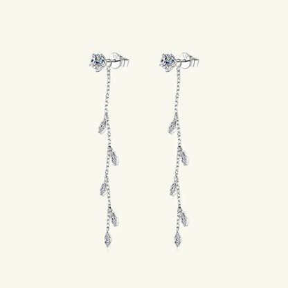 1.38 Carat Moissanite 925 Sterling Silver Leaf Earrings - luxurift