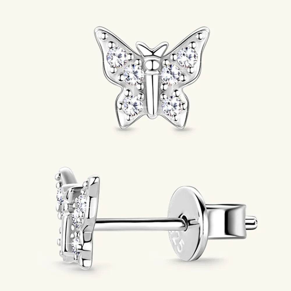 Moissanite 925 Sterling Silver Butterfly Stud Earrings - luxurift