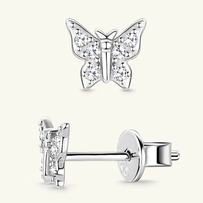 Moissanite 925 Sterling Silver Butterfly Stud Earrings - luxurift