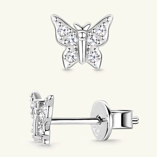 Moissanite 925 Sterling Silver Butterfly Stud Earrings - luxurift