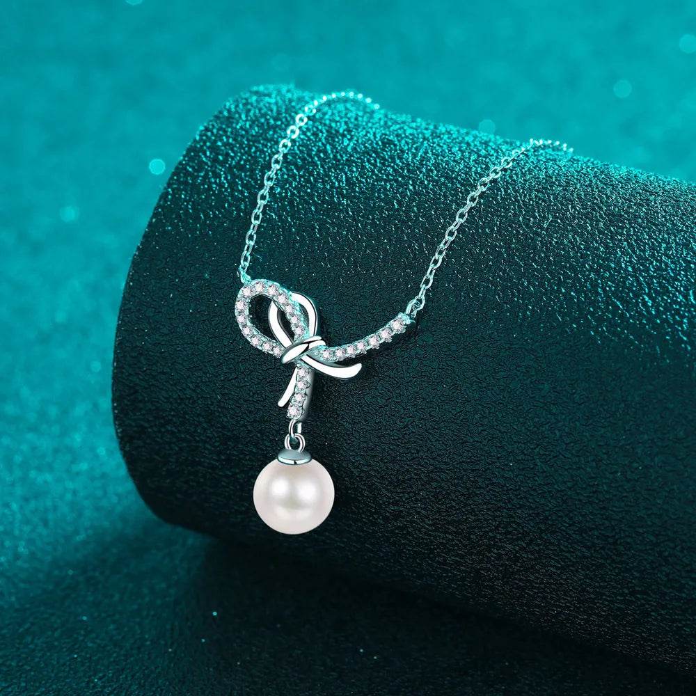 Natural Pearl Pendant Moissanite 925 Sterling Silver Necklace - luxurift